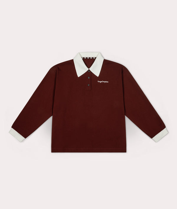 Burgundy long sleeves polo