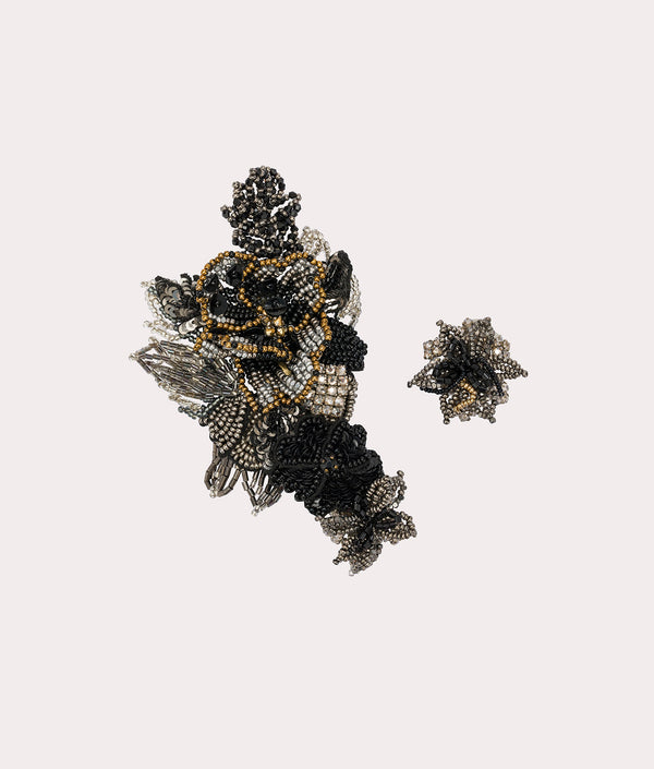 Shadow flowers embroidered ear cuffs