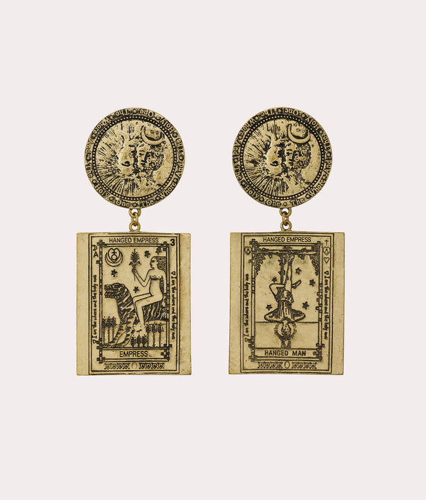 Tarot card gold plated earrings