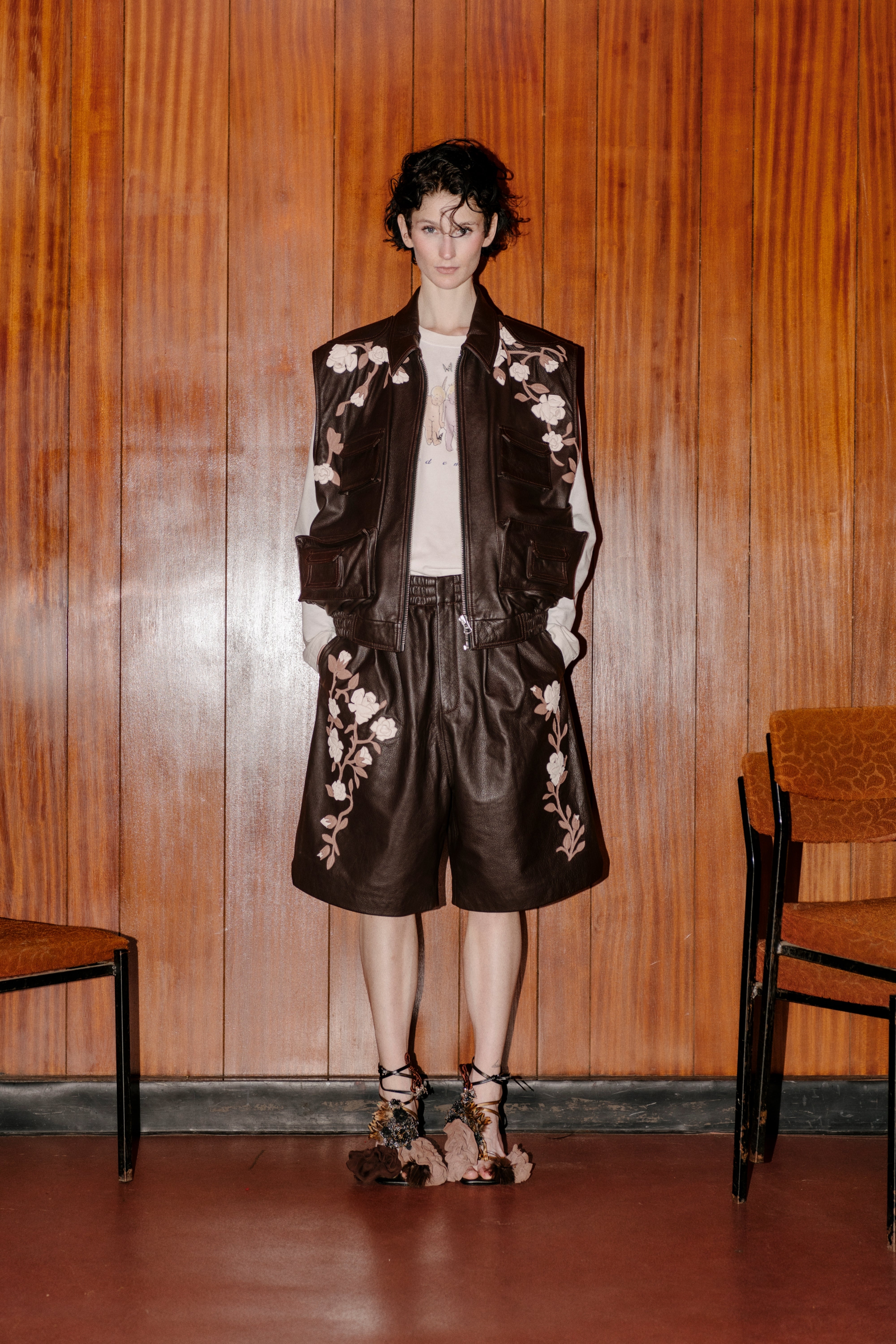 Embroidered leather shorts – HANGED EMPRESS